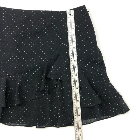 Club Monaco black Swiss dot jacquard ruffle lined mini skirt Size 4 - Picture 3 of 9
